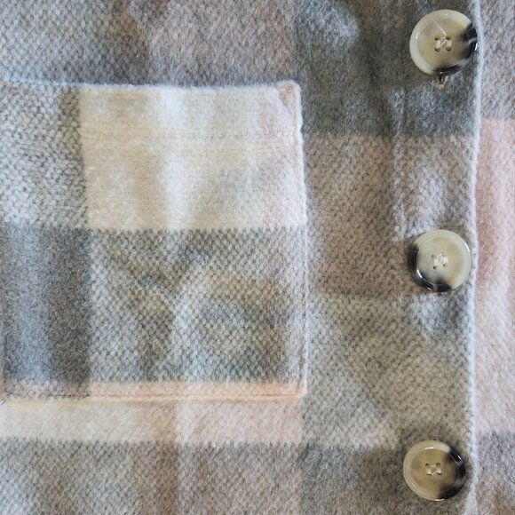 Medium Plaid Button Shacket Brushed Flannel Shirt Jacket Pockets Prettygarden - Picture 4 of 12